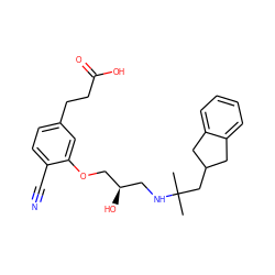 CC(C)(CC1Cc2ccccc2C1)NC[C@@H](O)COc1cc(CCC(=O)O)ccc1C#N ZINC000049035321