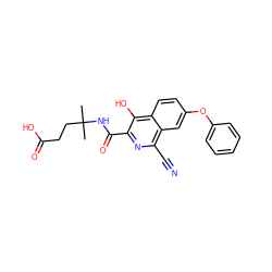 CC(C)(CCC(=O)O)NC(=O)c1nc(C#N)c2cc(Oc3ccccc3)ccc2c1O ZINC000146767733