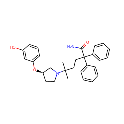 CC(C)(CCC(C(N)=O)(c1ccccc1)c1ccccc1)N1CC[C@@H](Oc2cccc(O)c2)C1 ZINC000034984451