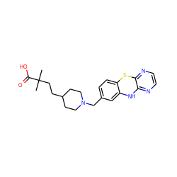 CC(C)(CCC1CCN(Cc2ccc3c(c2)Nc2nccnc2S3)CC1)C(=O)O ZINC000137623517