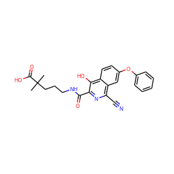 CC(C)(CCCNC(=O)c1nc(C#N)c2cc(Oc3ccccc3)ccc2c1O)C(=O)O ZINC000146730609