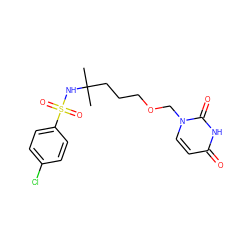 CC(C)(CCCOCn1ccc(=O)[nH]c1=O)NS(=O)(=O)c1ccc(Cl)cc1 ZINC000084709682