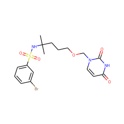 CC(C)(CCCOCn1ccc(=O)[nH]c1=O)NS(=O)(=O)c1cccc(Br)c1 ZINC000116100384