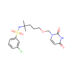 CC(C)(CCCOCn1ccc(=O)[nH]c1=O)NS(=O)(=O)c1cccc(Cl)c1 ZINC000084691033