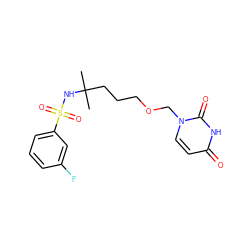 CC(C)(CCCOCn1ccc(=O)[nH]c1=O)NS(=O)(=O)c1cccc(F)c1 ZINC000116099999