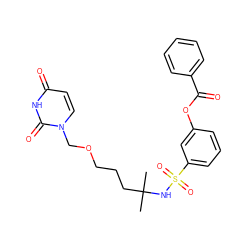 CC(C)(CCCOCn1ccc(=O)[nH]c1=O)NS(=O)(=O)c1cccc(OC(=O)c2ccccc2)c1 ZINC000169694395