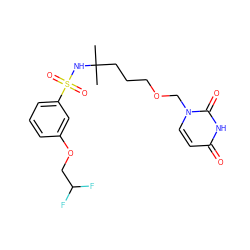 CC(C)(CCCOCn1ccc(=O)[nH]c1=O)NS(=O)(=O)c1cccc(OCC(F)F)c1 ZINC000116100948