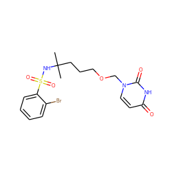 CC(C)(CCCOCn1ccc(=O)[nH]c1=O)NS(=O)(=O)c1ccccc1Br ZINC000116100569