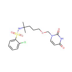 CC(C)(CCCOCn1ccc(=O)[nH]c1=O)NS(=O)(=O)c1ccccc1Cl ZINC000084688773