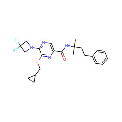 CC(C)(CCc1ccccc1)NC(=O)c1cnc(N2CC(F)(F)C2)c(OCC2CC2)n1 ZINC000207420515