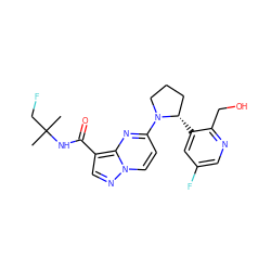 CC(C)(CF)NC(=O)c1cnn2ccc(N3CCC[C@@H]3c3cc(F)cnc3CO)nc12 ZINC000165605511