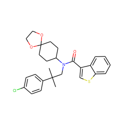 CC(C)(CN(C(=O)c1csc2ccccc12)C1CCC2(CC1)OCCO2)c1ccc(Cl)cc1 ZINC000040407291