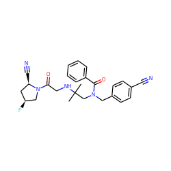 CC(C)(CN(Cc1ccc(C#N)cc1)C(=O)c1ccccc1)NCC(=O)N1C[C@@H](F)C[C@H]1C#N ZINC000040895893