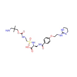 CC(C)(CN)COC(=O)NCCS(=O)(=O)N[C@@H](CNC(=O)c1ccc(OCCNC2=NCCCN2)cc1)C(=O)O ZINC000064513964