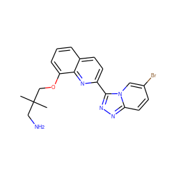 CC(C)(CN)COc1cccc2ccc(-c3nnc4ccc(Br)cn34)nc12 ZINC000096175030