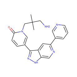 CC(C)(CN)Cn1cc(-c2n[nH]c3cnc(-c4cccnc4)cc23)ccc1=O ZINC000205261674