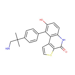 CC(C)(CN)c1ccc(-c2c(O)ccc3[nH]c(=O)c4sccc4c23)cc1 ZINC000165217021