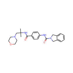 CC(C)(CN1CCOCC1)NC(=O)c1ccc(NC(=O)N2Cc3ccccc3C2)cc1 ZINC000167480116