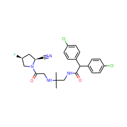 CC(C)(CNC(=O)C(c1ccc(Cl)cc1)c1ccc(Cl)cc1)NCC(=O)N1C[C@@H](F)C[C@H]1C#N ZINC000040422226