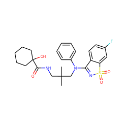 CC(C)(CNC(=O)C1(O)CCCCC1)CN(C1=NS(=O)(=O)c2cc(F)ccc21)c1ccccc1 ZINC000064573467