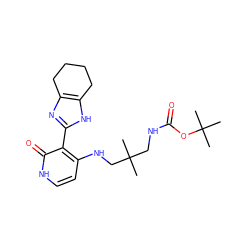 CC(C)(CNC(=O)OC(C)(C)C)CNc1cc[nH]c(=O)c1-c1nc2c([nH]1)CCCC2 ZINC000653729572