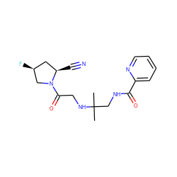 CC(C)(CNC(=O)c1ccccn1)NCC(=O)N1C[C@@H](F)C[C@H]1C#N ZINC000045498182