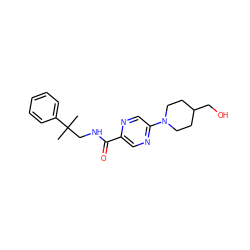 CC(C)(CNC(=O)c1cnc(N2CCC(CO)CC2)cn1)c1ccccc1 ZINC000028882493