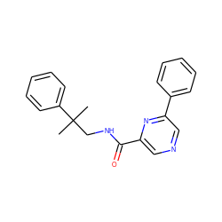 CC(C)(CNC(=O)c1cncc(-c2ccccc2)n1)c1ccccc1 ZINC000028882362