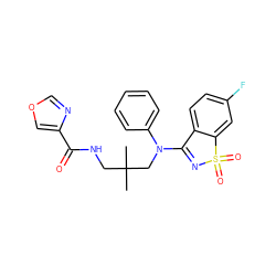 CC(C)(CNC(=O)c1cocn1)CN(C1=NS(=O)(=O)c2cc(F)ccc21)c1ccccc1 ZINC000064560234