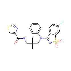 CC(C)(CNC(=O)c1cscn1)CN(C1=NS(=O)(=O)c2cc(F)ccc21)c1ccccc1 ZINC000064560754