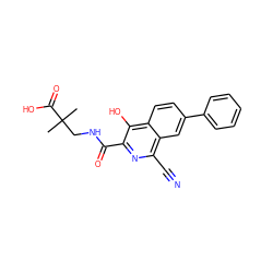 CC(C)(CNC(=O)c1nc(C#N)c2cc(-c3ccccc3)ccc2c1O)C(=O)O ZINC000146743424