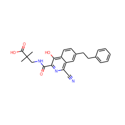 CC(C)(CNC(=O)c1nc(C#N)c2cc(CCc3ccccc3)ccc2c1O)C(=O)O ZINC000146685314