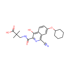 CC(C)(CNC(=O)c1nc(C#N)c2cc(OC3CCCCC3)ccc2c1O)C(=O)O ZINC000146751715