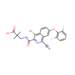 CC(C)(CNC(=O)c1nc(C#N)c2cc(Oc3c(F)cccc3F)ccc2c1O)C(=O)O ZINC000146711174