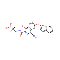 CC(C)(CNC(=O)c1nc(C#N)c2cc(Oc3ccc4ccccc4c3)ccc2c1O)C(=O)O ZINC000146720237