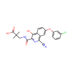 CC(C)(CNC(=O)c1nc(C#N)c2cc(Oc3cccc(Cl)c3)ccc2c1O)C(=O)O ZINC000146705822