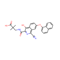 CC(C)(CNC(=O)c1nc(C#N)c2cc(Oc3cccc4ccccc34)ccc2c1O)C(=O)O ZINC001772632668