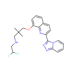 CC(C)(CNCC(F)F)COc1cccc2ccc(-c3nnc4ccccn34)nc12 ZINC000096175127