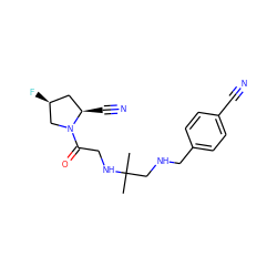 CC(C)(CNCc1ccc(C#N)cc1)NCC(=O)N1C[C@@H](F)C[C@H]1C#N ZINC000040937528