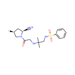 CC(C)(CNS(=O)(=O)c1ccccc1)NCC(=O)N1C[C@@H](F)C[C@H]1C#N ZINC000040937145