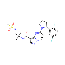 CC(C)(CNS(C)(=O)=O)NC(=O)c1cnn2ccc(N3CCC[C@@H]3c3cc(F)ccc3F)nc12 ZINC000169704159