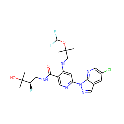 CC(C)(CNc1cc(-n2ncc3cc(Cl)cnc32)ncc1C(=O)NC[C@@H](F)C(C)(C)O)OC(F)F ZINC001772574210