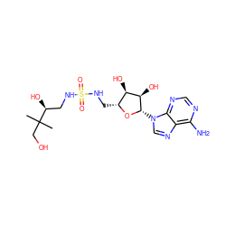 CC(C)(CO)[C@@H](O)CNS(=O)(=O)NC[C@H]1O[C@@H](n2cnc3c(N)ncnc32)[C@H](O)[C@@H]1O ZINC000103270718