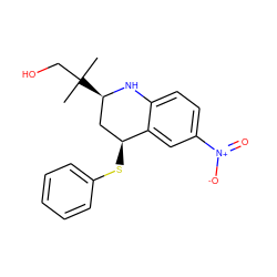 CC(C)(CO)[C@@H]1C[C@H](Sc2ccccc2)c2cc([N+](=O)[O-])ccc2N1 ZINC000013919821