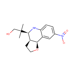 CC(C)(CO)[C@H]1Nc2ccc([N+](=O)[O-])cc2[C@H]2OCC[C@H]21 ZINC000073140072