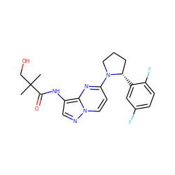 CC(C)(CO)C(=O)Nc1cnn2ccc(N3CCC[C@@H]3c3cc(F)ccc3F)nc12 ZINC000118386837