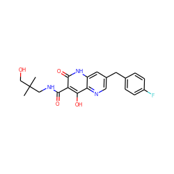 CC(C)(CO)CNC(=O)c1c(O)c2ncc(Cc3ccc(F)cc3)cc2[nH]c1=O ZINC000095593396