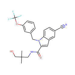 CC(C)(CO)CNC(=O)c1cc2cc(C#N)ccc2n1Cc1cccc(OC(F)(F)F)c1 ZINC000068267215