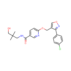 CC(C)(CO)CNC(=O)c1ccc(OCc2conc2-c2ccc(Cl)cc2)nc1 ZINC000142964047