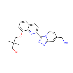 CC(C)(CO)COc1cccc2ccc(-c3nnc4cc(CN)ccn34)nc12 ZINC000096174965